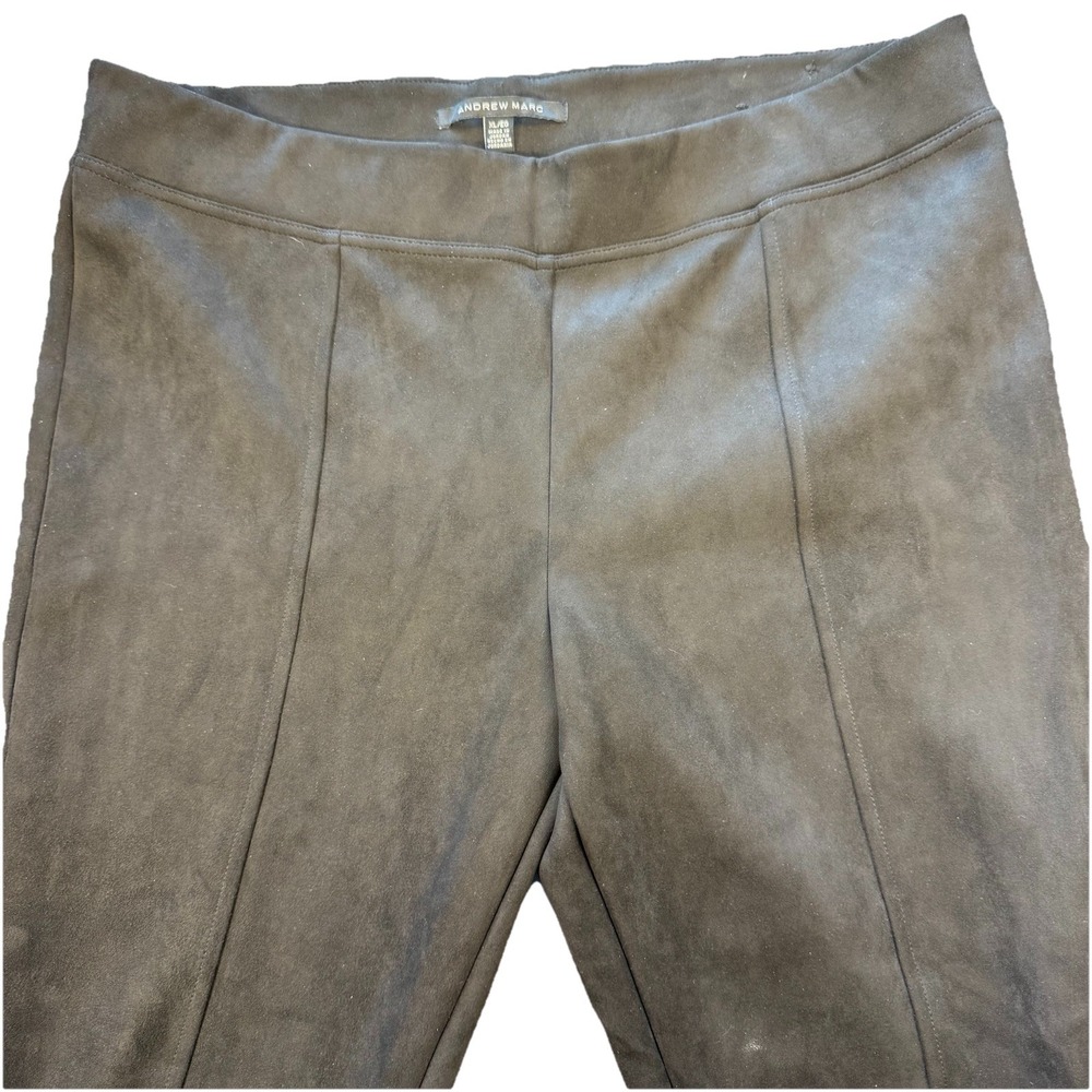 Andrew Marc Women's‎ Black Faux Suede Stretch Pants Lined Slimming - Sz XL